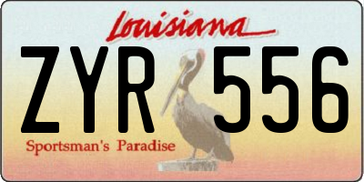 LA license plate ZYR556