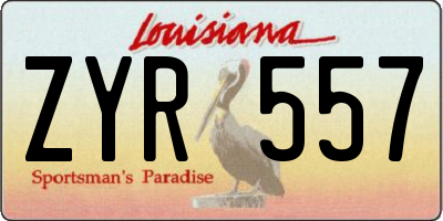 LA license plate ZYR557