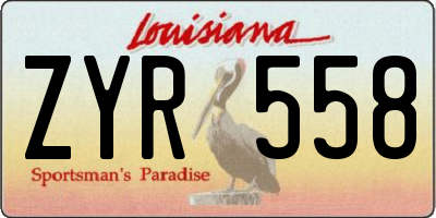 LA license plate ZYR558