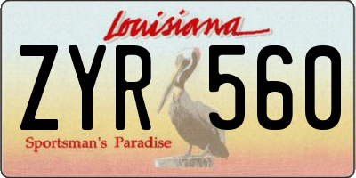LA license plate ZYR560