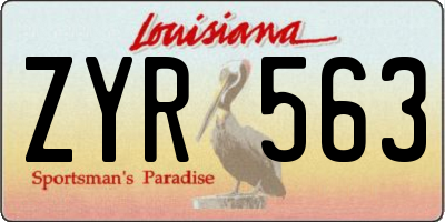 LA license plate ZYR563