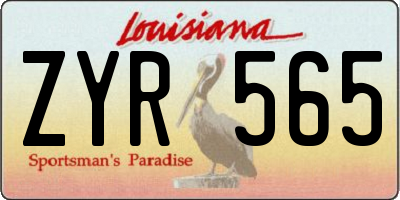 LA license plate ZYR565