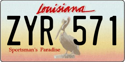 LA license plate ZYR571