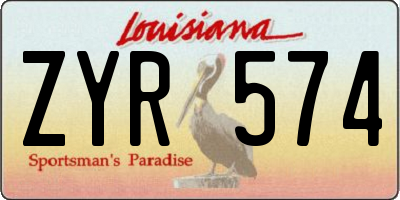 LA license plate ZYR574