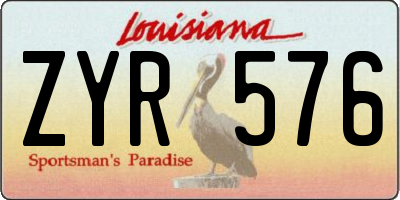 LA license plate ZYR576