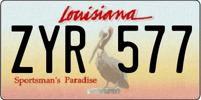 LA license plate ZYR577