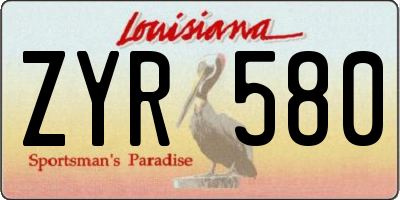 LA license plate ZYR580