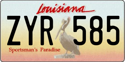 LA license plate ZYR585