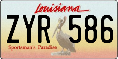 LA license plate ZYR586