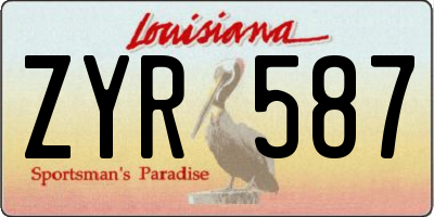 LA license plate ZYR587