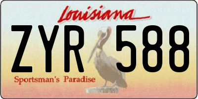 LA license plate ZYR588
