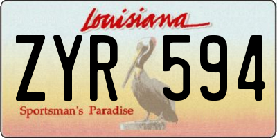 LA license plate ZYR594