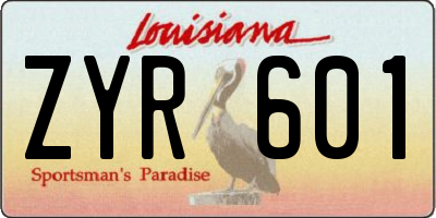 LA license plate ZYR601
