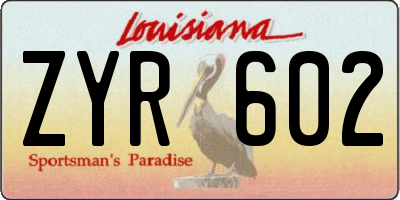 LA license plate ZYR602