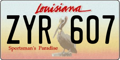 LA license plate ZYR607