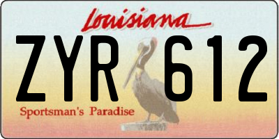LA license plate ZYR612