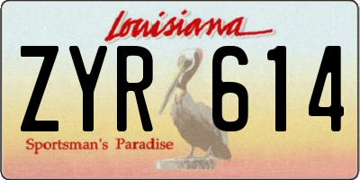 LA license plate ZYR614