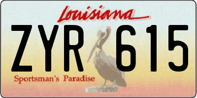 LA license plate ZYR615