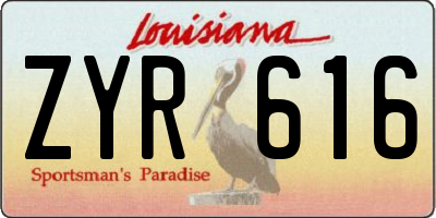 LA license plate ZYR616