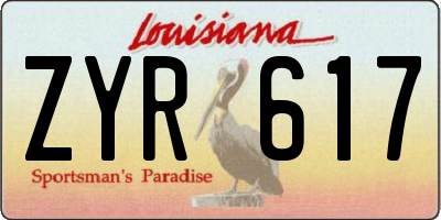 LA license plate ZYR617