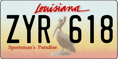 LA license plate ZYR618