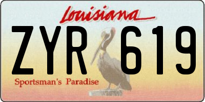 LA license plate ZYR619