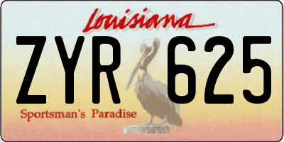 LA license plate ZYR625