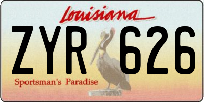 LA license plate ZYR626