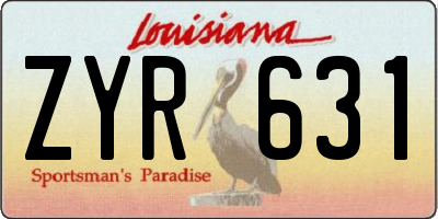 LA license plate ZYR631