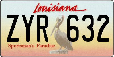 LA license plate ZYR632