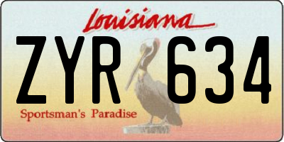 LA license plate ZYR634