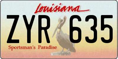 LA license plate ZYR635