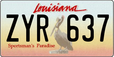 LA license plate ZYR637