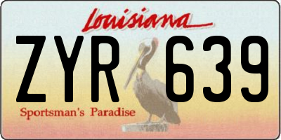 LA license plate ZYR639
