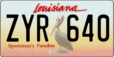 LA license plate ZYR640