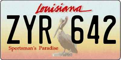 LA license plate ZYR642