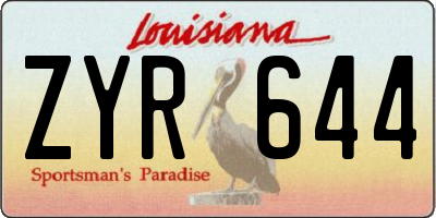 LA license plate ZYR644