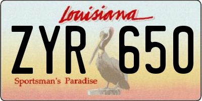 LA license plate ZYR650