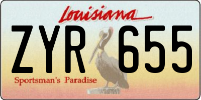 LA license plate ZYR655