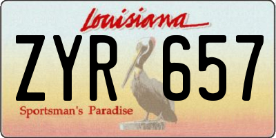 LA license plate ZYR657