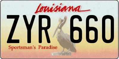 LA license plate ZYR660