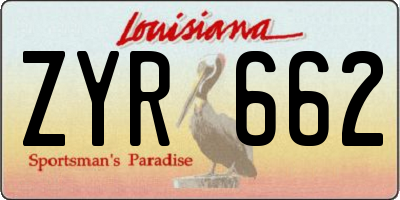 LA license plate ZYR662