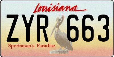 LA license plate ZYR663