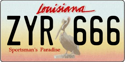 LA license plate ZYR666