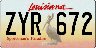 LA license plate ZYR672