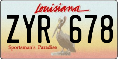 LA license plate ZYR678