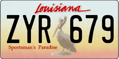 LA license plate ZYR679