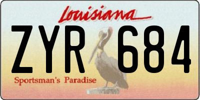 LA license plate ZYR684