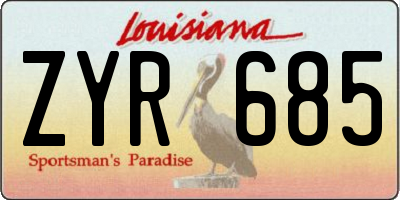 LA license plate ZYR685