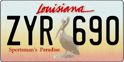LA license plate ZYR690